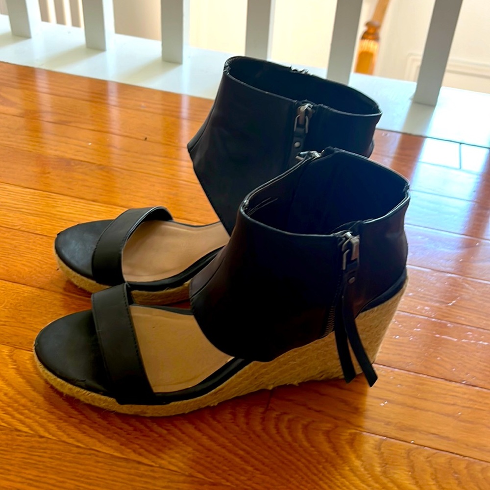 Black Espadrille Sandal with side Zipper
